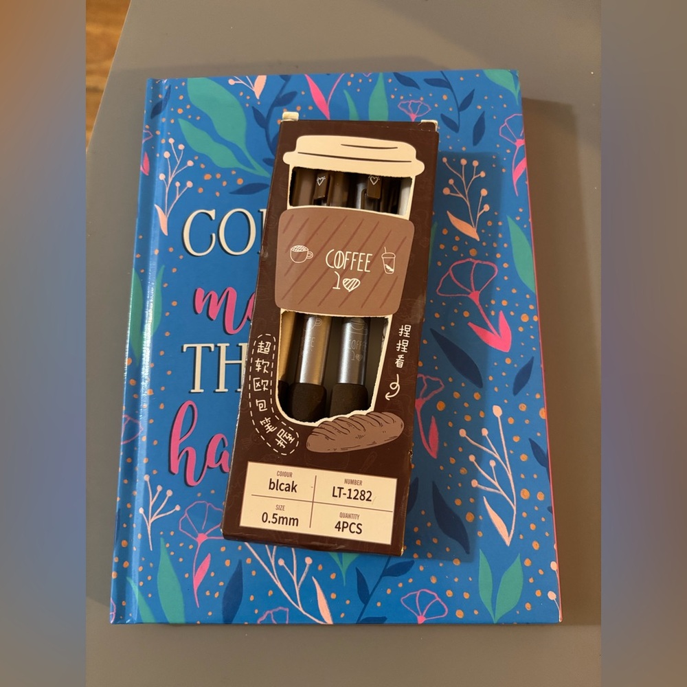 Colorful Coffee-Themed Notebook and pen set